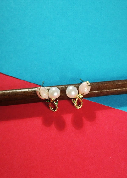 Rose & Pearl Stud Earrings
