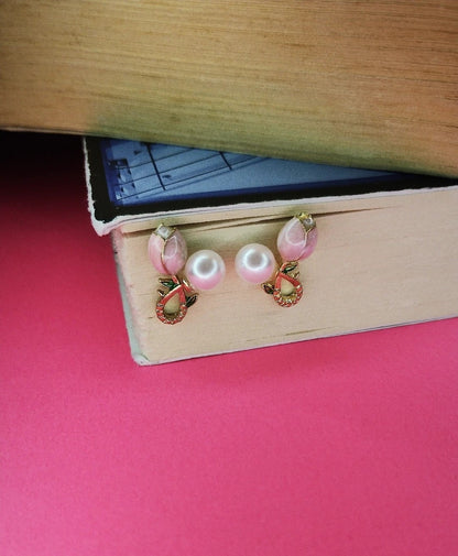 Rose & Pearl Stud Earrings